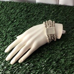 Bracelet lot 723 Abby handmade bracelet with an organic shaped bead stretch.